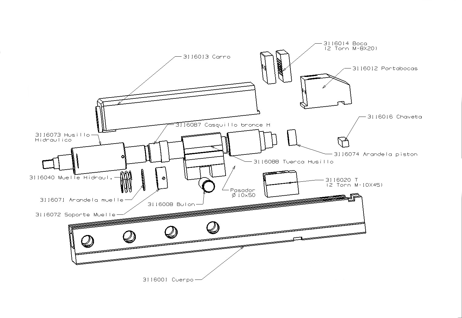 MORDAZA FORZA CLÁSICA MECÁNICA CON CARRO DE ALUMINIO
